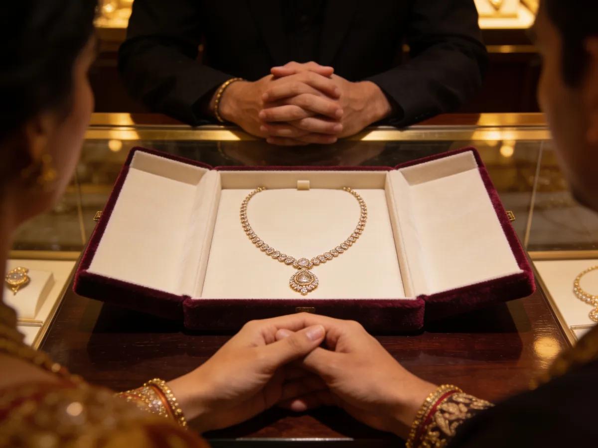 A piece is handed over at a jewellery counter